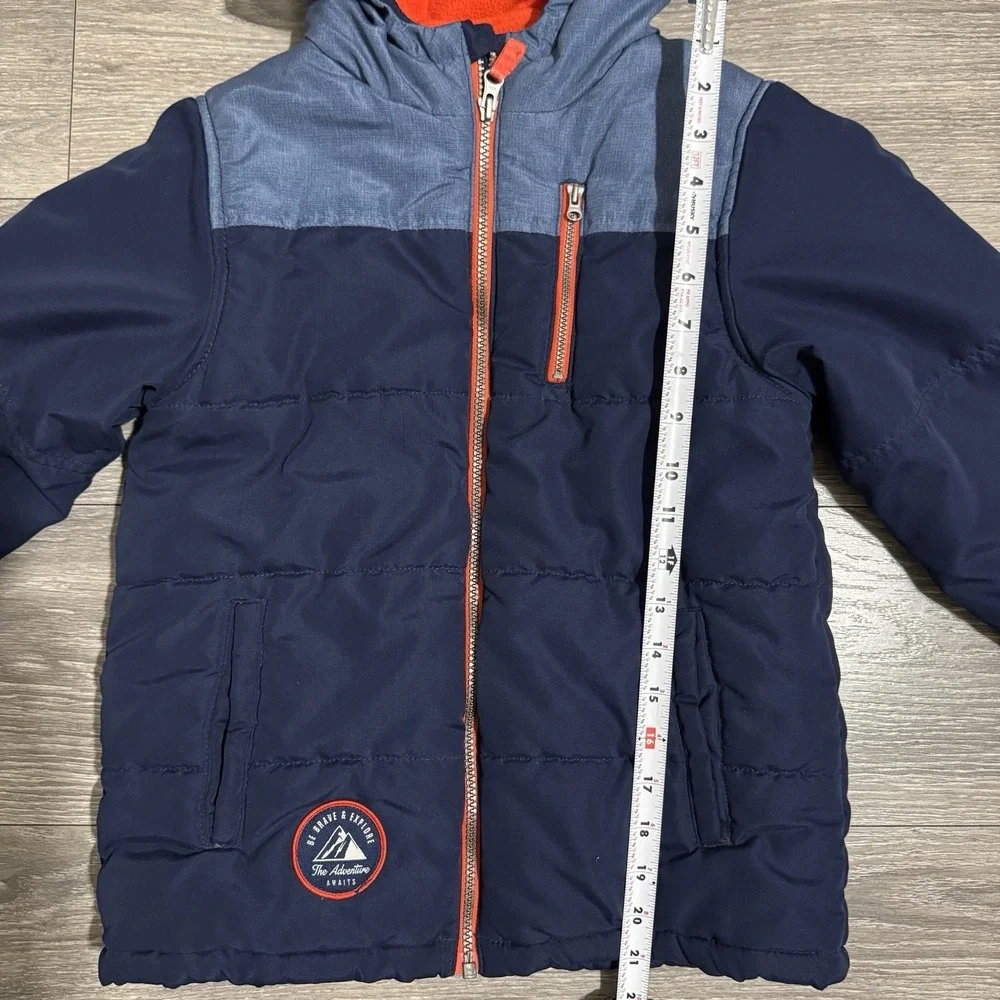 Carter's Boy‎ Quilted Puffer Jacket Size 7 Navy Orange Full Zip Classic & Unique